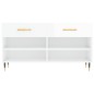 vidaXL Banco zapatero madera de ingeniería blanco brillo 102x35x55 cm vidaXL Banco zapatero madera de ingeniería blanco brillo 102x35x55 cm