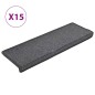 vidaXL Alfombras de peldaños de escalera 15 uds gris oscuro 65x21x4 cm