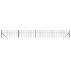 vidaXL Cerca de alambre con pinchos de anclaje gris antracita 1x10 m