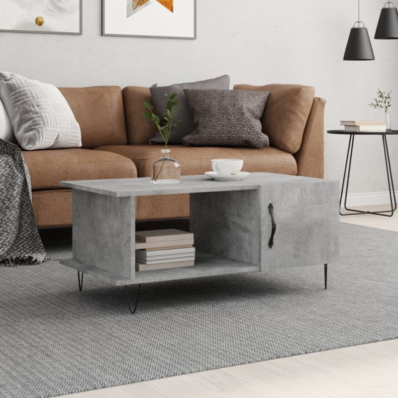 vidaXL Mesa de centro madera contrachapada gris hormigón 90x50x40 cm vidaXL Mesa de centro madera contrachapada gris hormigón 90x50x40 cm