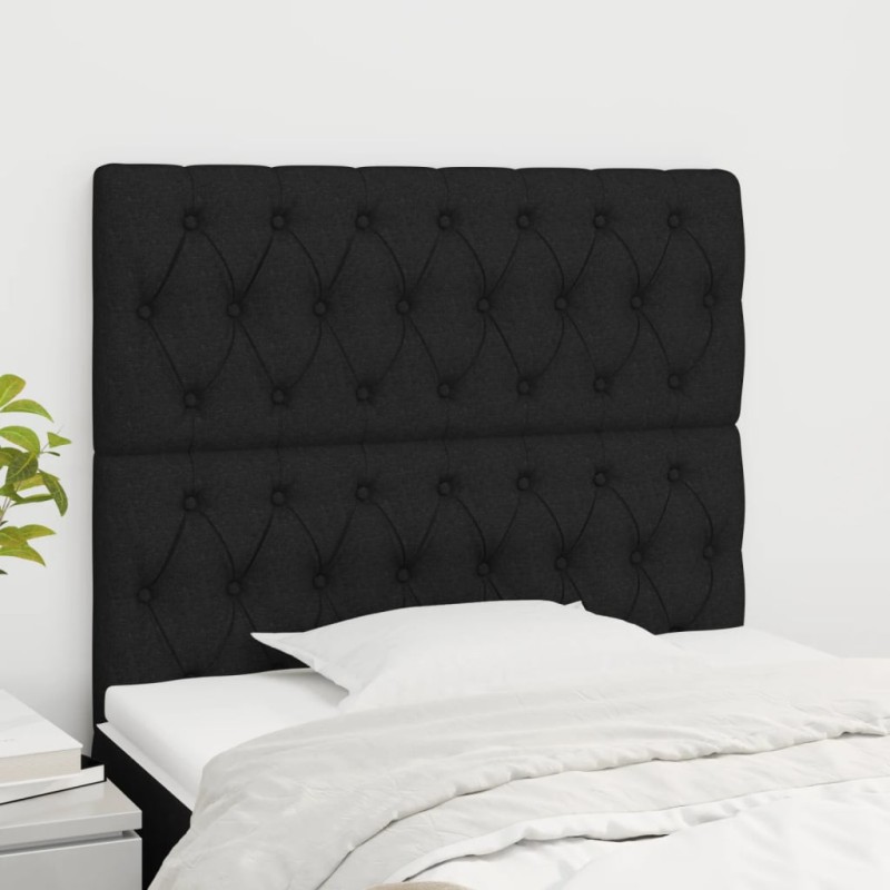 vidaXL Cabeceros 2 unidades de tela negro 100x7x78/88 cm vidaXL Cabeceros 2 unidades de tela negro 100x7x78/88 cm