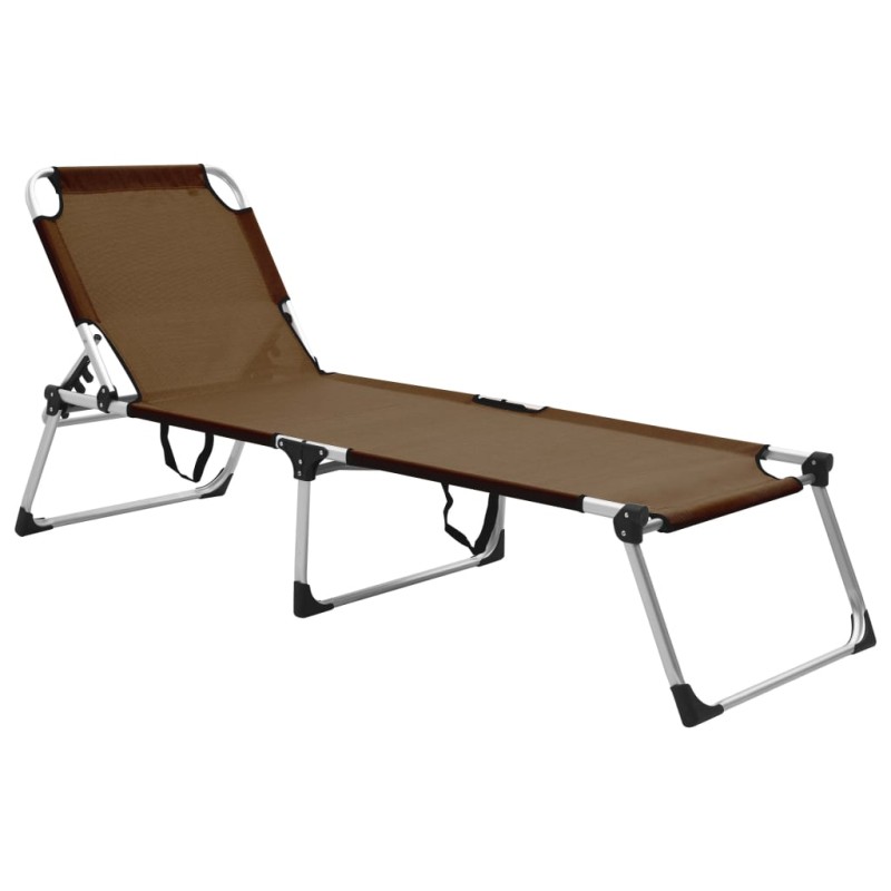 vidaXL Tumbona plegable alta para mayores aluminio marrón vidaXL Tumbona plegable alta para mayores aluminio marrón