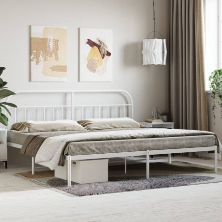 vidaXL Estructura de cama con cabecero metal blanca 200x200 cm