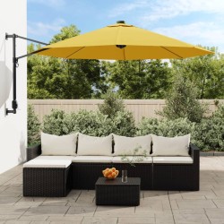 vidaXL Sombrilla de pared con LED amarillo 290 cm