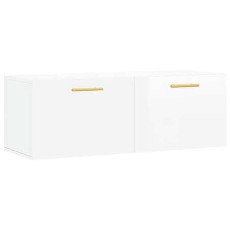 vidaXL Armario de pared madera ingeniería blanco brillo 100x36,5x35 cm