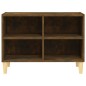 vidaXL Mueble de TV patas de madera maciza roble ahumado 69,5x30x50 cm