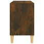 vidaXL Mueble de TV patas de madera maciza roble ahumado 69,5x30x50 cm