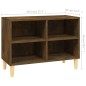 vidaXL Mueble de TV patas de madera maciza roble ahumado 69,5x30x50 cm