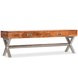 vidaXL Mueble dde TV con cajones madera maciza acabado sheesham 140 cm