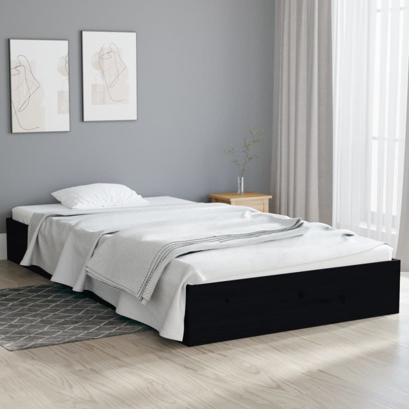 vidaXL Estructura de cama madera maciza negro 90x200 cm vidaXL Estructura de cama madera maciza negro 90x200 cm