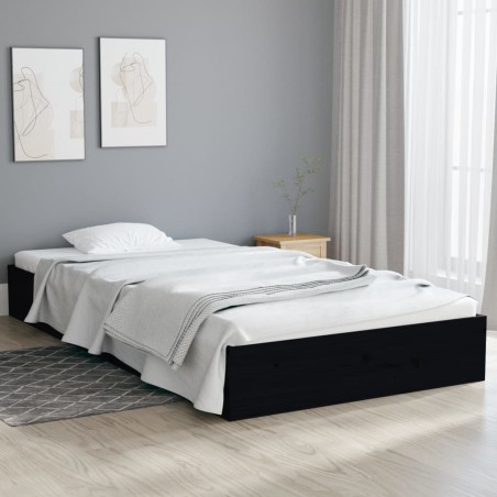 vidaXL Estructura de cama madera maciza negro 90x200 cm