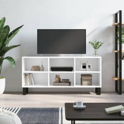 vidaXL Mueble de TV madera de ingeniería blanco brillo 103,5x30x50 cm