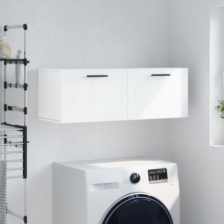 vidaXL Armario de pared madera ingeniería blanco brillo 100x36,5x35 cm