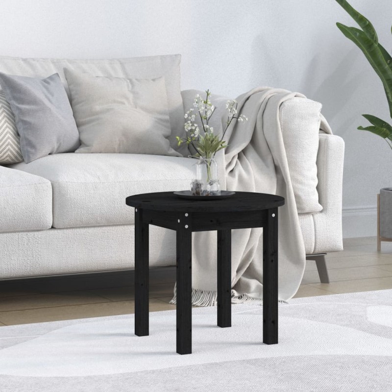 vidaXL Mesa de centro madera maciza de pino negro Ø 45x40 cm vidaXL Mesa de centro madera maciza de pino negro Ø 45x40 cm