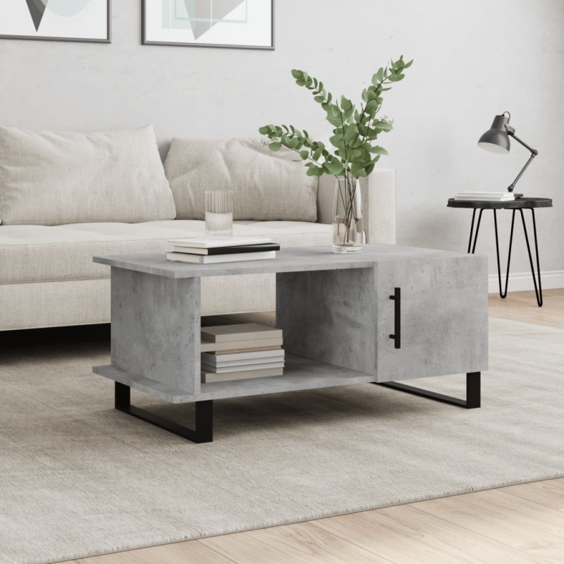 vidaXL Mesa de centro madera contrachapada gris hormigón 90x50x40 cm vidaXL Mesa de centro madera contrachapada gris hormigón 90x50x40 cm