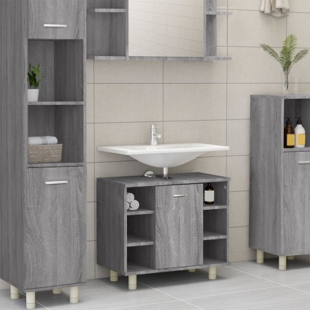 vidaXL Armario de baño madera contrachapada gris Sonoma 60x32x53,5 cm