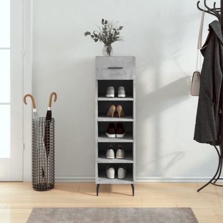 vidaXL Zapatero madera de ingeniería gris hormigón 30x35x105 cm