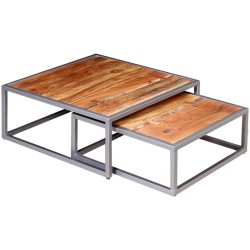 vidaXL Set de mesas de centro 2 unidades madera maciza de acacia