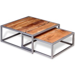 vidaXL Set de mesas de centro 2 unidades madera maciza de acacia