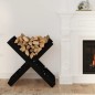 vidaXL Soporte de leña madera maciza de pino negro 47x39,5x48 cm