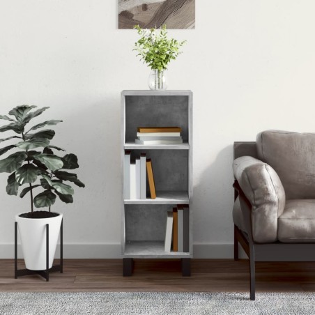 vidaXL Aparador de madera de ingeniería gris hormigón 34,5x32,5x90 cm