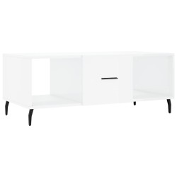 vidaXL Mesa de centro madera contrachapada blanco brillo 102x50x40 cm
