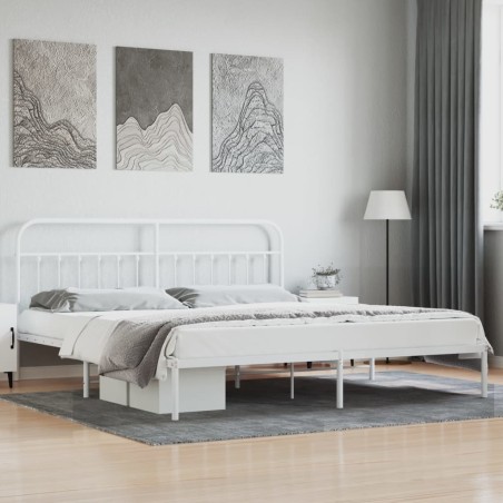 vidaXL Estructura de cama con cabecero metal blanca 200x200 cm