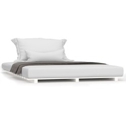 vidaXL Estructura de cama de madera maciza de pino blanco 140x190 cm
