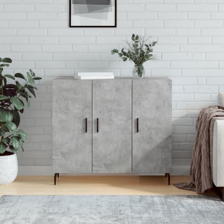 vidaXL Aparador de madera de ingeniería gris hormigón 90x34x80 cm