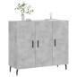 vidaXL Aparador de madera de ingeniería gris hormigón 90x34x80 cm