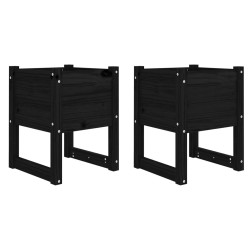 vidaXL Jardinera 2 unidades madera maciza de pino negro 40x40x52,5 cm