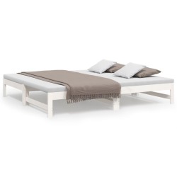 vidaXL Sofá cama extraíble madera maciza de pino blanco 2x(90x190) cm