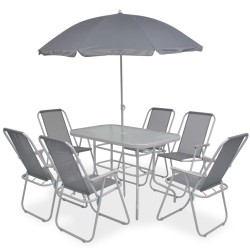 vidaXL Juego de comedor de jardín 8 piezas acero y textilene gris