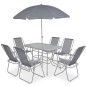 vidaXL Juego de comedor de jardín 8 piezas acero y textilene gris