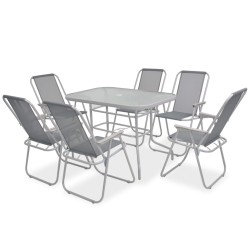 vidaXL Juego de comedor de jardín 8 piezas acero y textilene gris