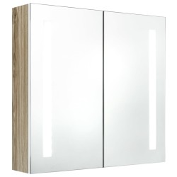 vidaXL Armario de baño con espejo y LED blanco y roble 62x14x60 cm