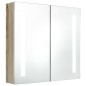 vidaXL Armario de baño con espejo y LED blanco y roble 62x14x60 cm vidaXL Armario de baño con espejo y LED blanco y roble 62x14x60 cm