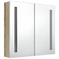 vidaXL Armario de baño con espejo y LED blanco y roble 62x14x60 cm vidaXL Armario de baño con espejo y LED blanco y roble 62x14x60 cm
