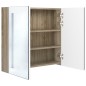 vidaXL Armario de baño con espejo y LED blanco y roble 62x14x60 cm vidaXL Armario de baño con espejo y LED blanco y roble 62x14x60 cm