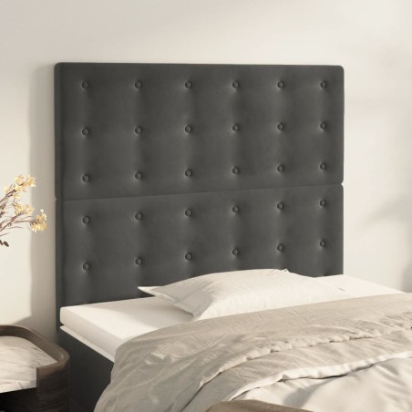 vidaXL Cabeceros 2 unidades de terciopelo gris oscuro 100x5x78/88 cm