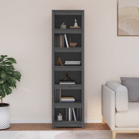 vidaXL Estantería madera maciza de pino gris 50x35x183 cm