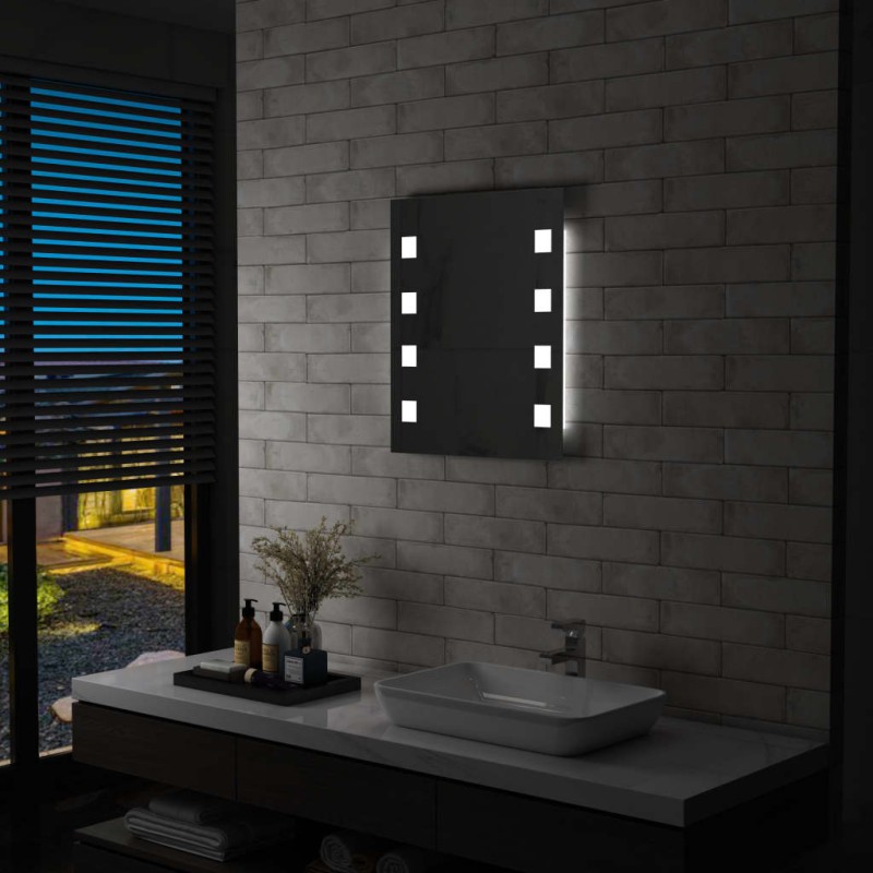 vidaXL Espejo de pared de baño con LED 50x60 cm vidaXL Espejo de pared de baño con LED 50x60 cm