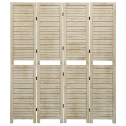vidaXL Biombo de 4 paneles de madera maciza de paulownia 140x165 cm