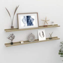 vidaXL Estantes de pared 2 unidades blanco y roble Sonoma 100x9x3 cm