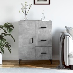 vidaXL Aparador de madera de ingeniería gris hormigón 69,5x34x90 cm
