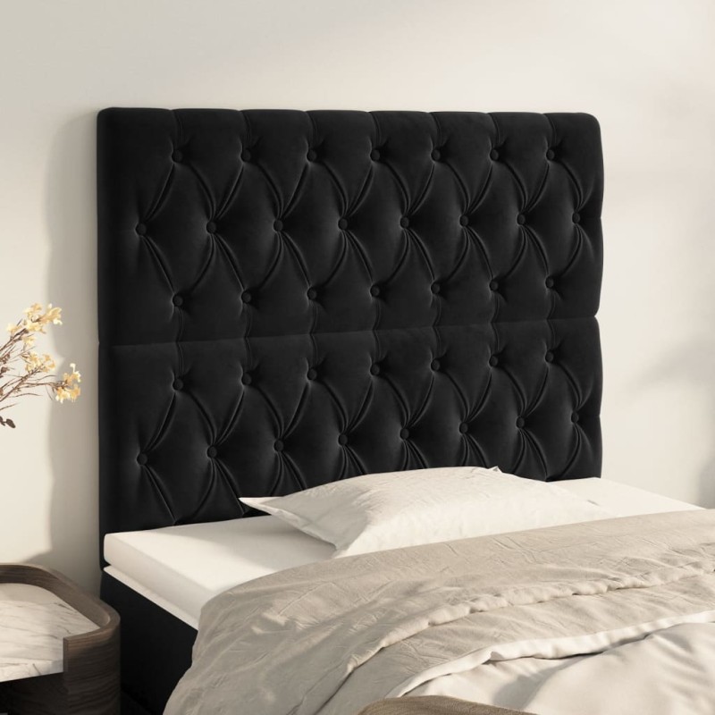 vidaXL Cabeceros 2 unidades de terciopelo negro 100x7x78/88 cm vidaXL Cabeceros 2 unidades de terciopelo negro 100x7x78/88 cm
