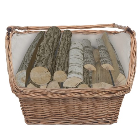 vidaXL Cesta para leña con asas sauce marrón 61,5x46,5x58 cm