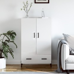 vidaXL Aparador alto madera de ingeniería blanco brillo 69,5x31x115 cm