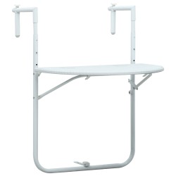 vidaXL Mesa balcón colgante plástico aspecto ratán blanco 60x64x83,5cm