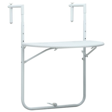 vidaXL Mesa balcón colgante plástico aspecto ratán blanco 60x64x83,5cm